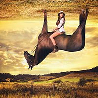 Фотоманипуляция «Девушка на коне»