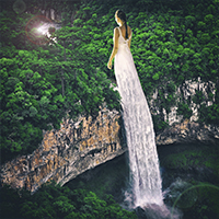 Фотоманипуляция «Платье-водопад»